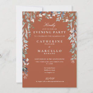 Invitation Fête de mariage aux fleurs sauvages en terre cuite