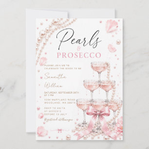 Invitation Fête de mariage aux perles roses et au champagne P