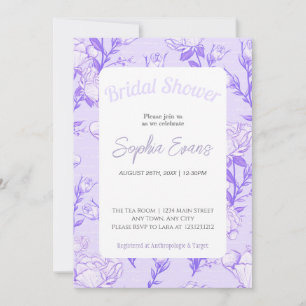 Invitation Fête de mariage avec bordure florale violette et b