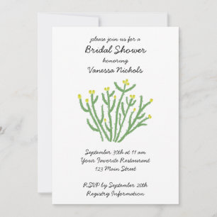 Invitation Fête de mariage avec cactus Cholla à fleurs jaunes