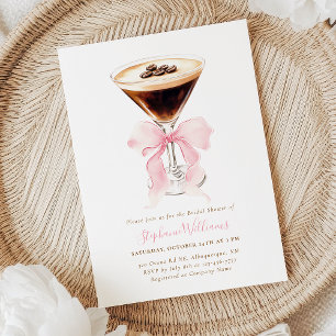 Invitation Fête de mariage avec café à ruban rose