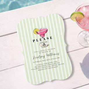 Invitation Fête de mariage avec cocktail à la rayure verte