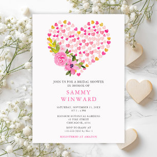 Invitation Fête de mariage avec coeurs roses et or Saint-Vale