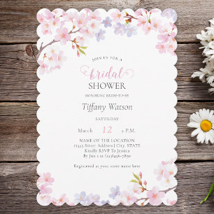 Invitation Fête de mariage avec des fleurs de cerisier roses