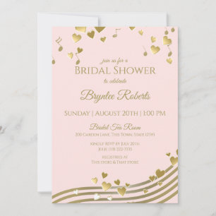 Invitation Fête de mariage avec des notes d'amour rose et or