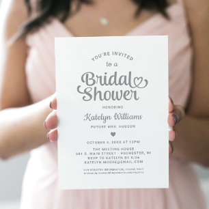 Invitation Fête de mariage avec écriture à coeur argenté fant