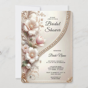 Invitation Fête de mariage avec embellissements floraux et pe