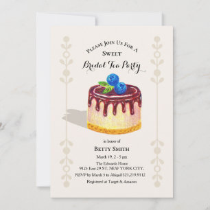 Invitation Fête de mariage avec gâteau dessiné à la main et t