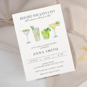 Invitation Fête de mariage avec margarita et cocktail aquarel