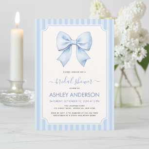 Invitation Fête de mariage avec nœud bleu et rayures