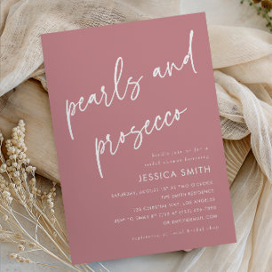 Invitation Fête de mariage avec perles Rose Poussiéreuse et P