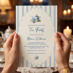 Invitation Fête de mariage avec thé aux hortensias bleus