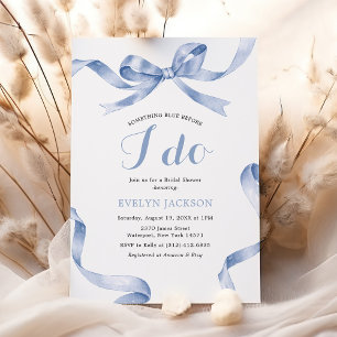 Invitation Fête de mariage avec un nœud bleu