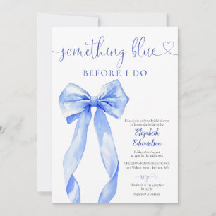 Invitation Fête de mariage avec un nœud bleu Something Blue