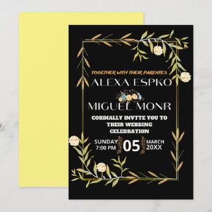 Invitation Fête de mariage Bee Robe de mariée fleurs jaunes
