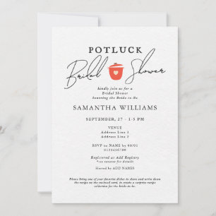 Invitation Fête de mariage blanc Potluck