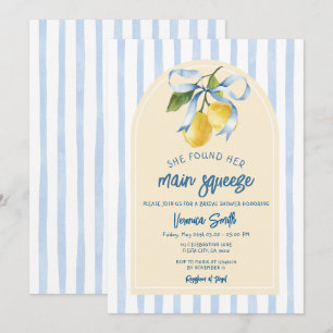 Invitation Fête de mariage Blue Bow Lemon Main Squeeze