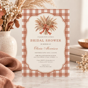 Invitation Fête de mariage bohème avec herbe de Pampas et car