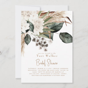 Invitation Fête de mariage bohème neutre en cascade
