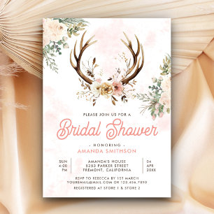 Invitation Fête de mariage bohème rustique avec fleurs roses 