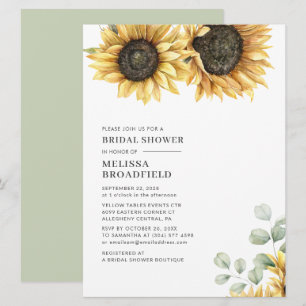 Invitation Fête de mariage botanique au tournesol d'eucalyptu