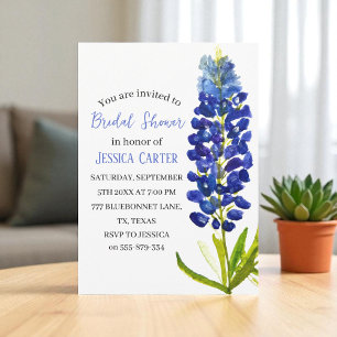 Invitation Fête de mariage champêtre aquarelle aux bleuets