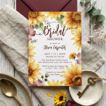 Fête de mariage champêtre aquarelle tournesol bord
