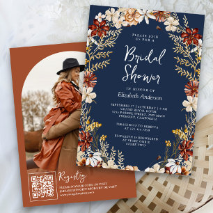 Invitation Fête de mariage champêtre aux fleurs de terre cuit
