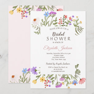 Invitation Fête de mariage champêtre aux fleurs sauvages aqua