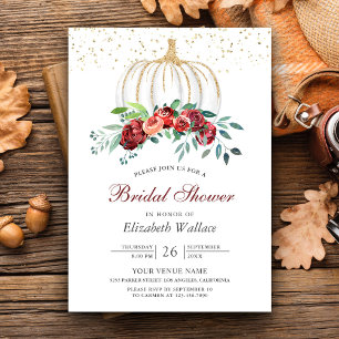 Invitation Fête de mariage champêtre avec citrouille blanche