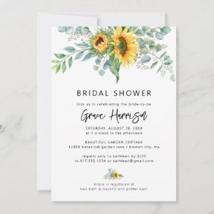 Invitation Fête de mariage champêtre avec tournesol eucalyptu