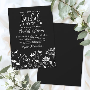 Invitation Fête de mariage champêtre élégant noir
