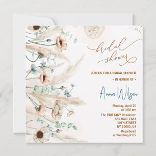 Invitation Fête de mariage champêtre herbe de pampa Fleur sau