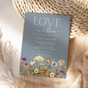 Invitation Fête de mariage champêtre Love in Bloom Bleu Pouss
