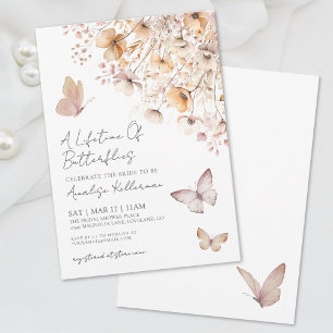 Invitation Fête de mariage champêtre papillons