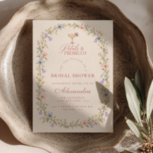 Invitation Fête de mariage champêtre Petals & Prosecco