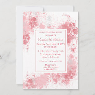 Invitation Fête de mariage Chic Floral Rougeur Peinture Éclab