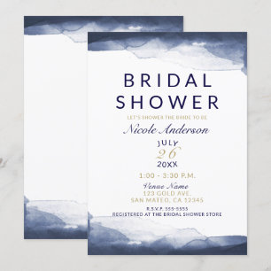 Invitation Fête de mariage chic moderne aquarelle bleu marine
