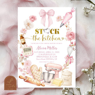 Invitation Fête de mariage Coquette Rose Cuisine à garnir