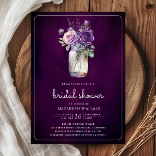 Invitation Fête de mariage dans un pot Mason aux fleurs viole