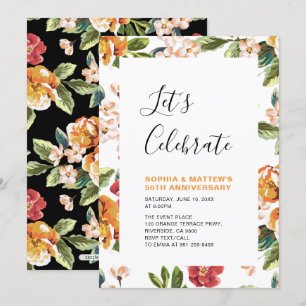 Invitation Fête de mariage de 50 ans avec des fleurs modernes