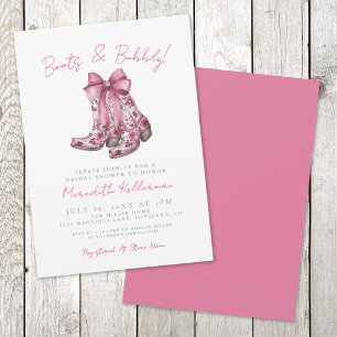 Invitation Fête de Mariage de Campagne au Ruban Rose