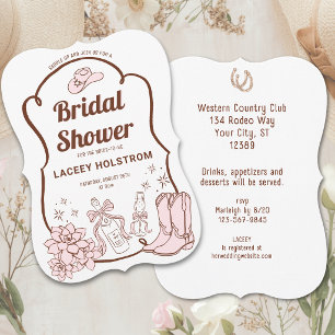 Invitation Fête de Mariage de Cowgirl Occidental Dessinée à l