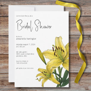 Invitation Fête de mariage délicate Lily jaune