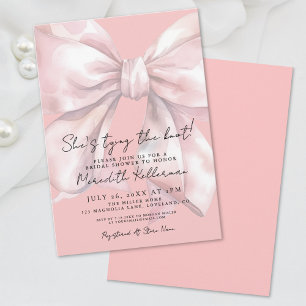 Invitation Fête de Mariage Élégant Ruban Rose