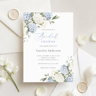 Invitation Fête de mariage élégante avec des hortensias bleus