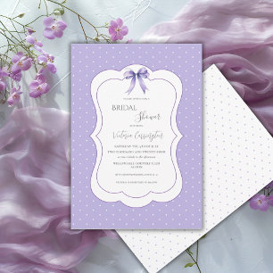 Invitation Fête de mariage élégante avec pois blancs et viole