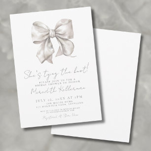 Invitation Fête de mariage élégante avec un nœud blanc