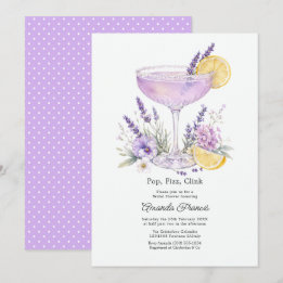 Invitation Fête de mariage élégante cocktail lavande Floral