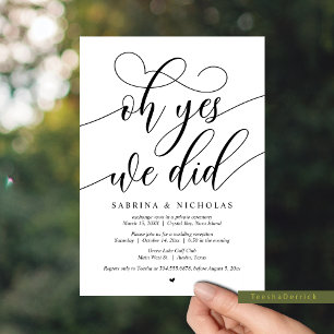 Invitation Fête de mariage en fuite, Oh oui, nous avons fait 